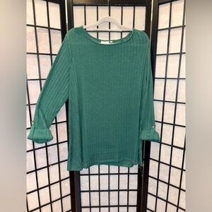 Kim Rogers | Sage Green Ribbed Roll-Tab Sleeve Tunic - XXL